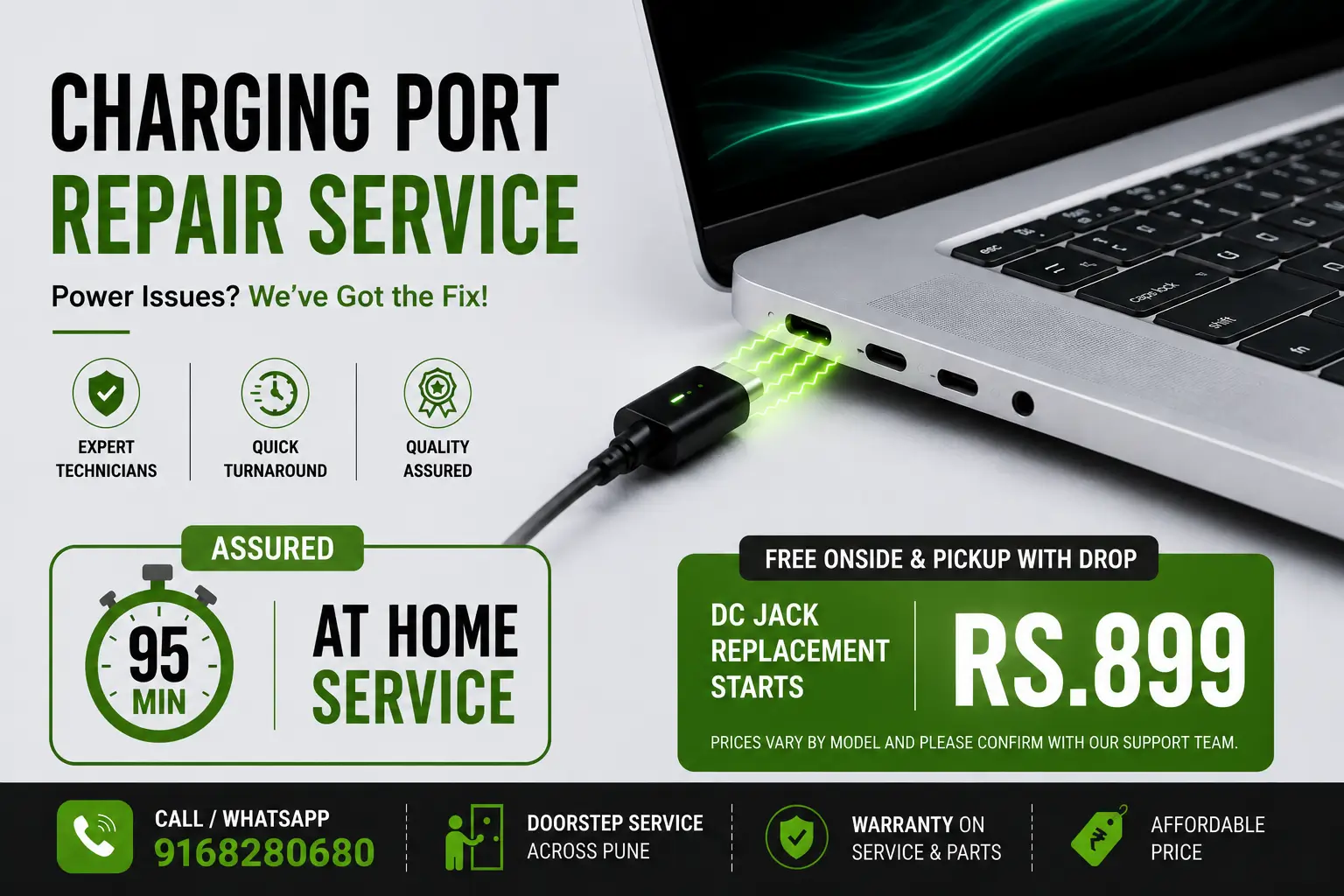 Affordable laptop DC jack repair services in Pune